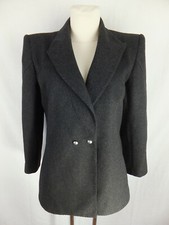 STATE OF CLAUDE MONTANA Vintage Blazer Jacke dt. 36 100% Wolle grau 80er Jahre