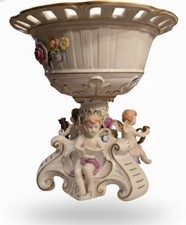 PMP PLAUE Prunkschale Putten Rokoko Porzellan Engel Gold 22cm Konfektschale