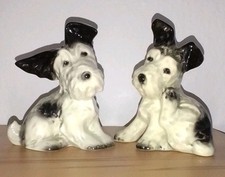 Cortendorf Porzellan Hunde Figuren Tierfigur Scotisch Terrier Schnauzer 60er J.