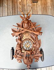  Schwarzwälder Kuckucksuhr Jagdstück (1979), 8 Tage Werk, Regula 34 Uhrwerk 