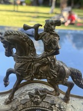 Uhr kaminuhr Kamin Tisch Uhr Tischuhr Pferd Reiter antike deko