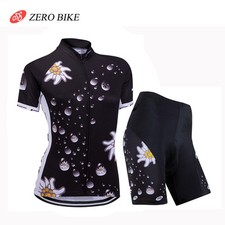 Damen Kurzarm Atmungsaktiv Radsport Cycling Jersey Fahrradtrikot Radlerhose S-XL