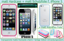 Hard Case matt Cover für iPhone 5 Handy Etui Tasche Schutz hülle Schale + Folie