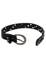 Schwarzes Nieten Strass Hundehalsband Leder Sterne Gr. M