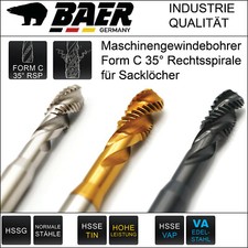 BAER Gewindebohrer M2-M20 zur Wahl Maschinengewindebohrer Sacklochgewinde 35°RSP