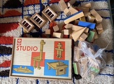 Vero Studio Holzbaukasten Holzspielzeug erzgebirge + extra Steine DDR Expertic