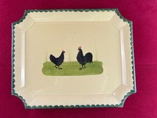 Zeller Keramik - Hahn und Henne - Antike Servierplatte rechteckig 31 x 25 cm TOP