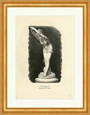 Schwimmerin Marmorstatue Sportlerin Sprung Badeanzug O. Tabachi Holzstich A 0586