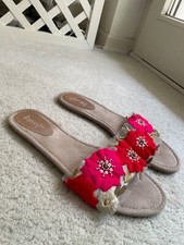 XYXYX Slides Pantolette 41 pink rot Blüten Tüll  Schuhe Sandalen ~ GANZ SPEZIELL