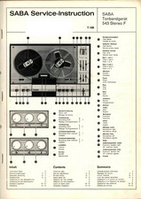 SABA Original Service Manual für 543 Stereo F Tonbandgerät  T108