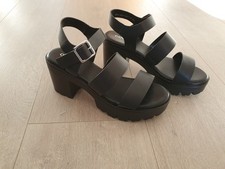 Coole Sandalen Schwarz Größe 38 Catwalk Blockabsatz Plateau