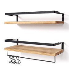 2x Küchenregal-Holz Wandregal Hängeregal Badregal Bücherregal Gewürzregal Regal