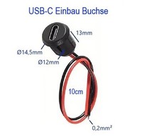 12V USB-C Einbau rund Buchse 12V 2A USBC USB C Buchse