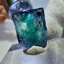 Klare Phantom Fluorit Würfel Stufe zonal grün lila Okorusu, Namibia 20*15*11mm