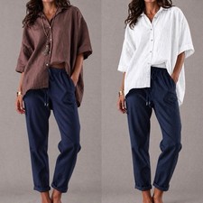 Damen Bluse Tunika Leinenbluse