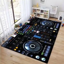 DJ Musik Teppich – Velvet Matte mit Decks-Motiv, Wohnzimmer-Deko