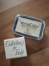 Stempel "Einladung Zur Taufe " Inkl Stempelkissen In Weiß