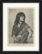 Zigeunermädchen Eugen Blaas Kopftuch Perlenkette Mode Holz  Faksimile_E 18459