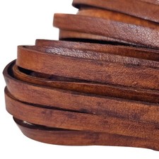 Lederband (ab 2,24€/m) Flach 10 x 2,5 mm. Antik Braun Lederriemen Länge: wählbar