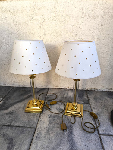 Paar tischlampen fuss messing - paar,