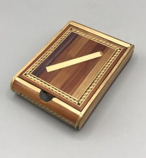 Antikes Schönes Zigaretten Etui Holz Dose Stroh Intarsien Selten Antik Alt Rar