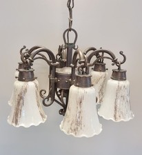 Casa Padrino Barock Kronleuchter, Schmiedeeisen, mundgeblasenes Glas