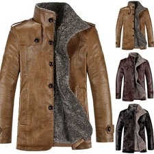 DE Warmer Wintermantel Leder Lammfell gefüttert Dicker Mantel Mode Cowboy Jacke