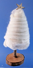 Deko Tannenbaum aus Wolle auf Holzfuss; weiss; 19 cm