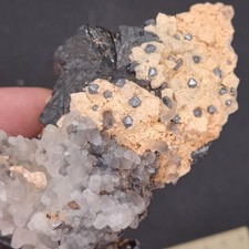 Rhodochrosit, Calcit, Dolomit, Sphalerit, Galenit, Trepca, 9x5x4cm #08