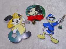 3 x Holz Hampelmann Jumping Jack Ornament Disney Mickey Donald - Vintage