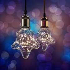 2 x XQ-lite LED Kupferkabel Stern S128 Starry 1,5W E27 klar Star warmweiß 2700K