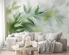 Fototapete Blätter Grün Natur Wohnzimmer Schlafzimmer VLIES TAPETE XXL 168