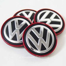 Original Volkswagen Nabendeckel Satz chrom rot VW Golf 7 VII Clubsport GTI NEU 