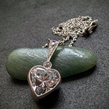 Art Deco Herz Collier 18k 750 Gold Platin Diamant Kette alt antik c. 1920