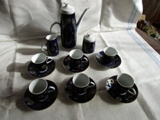 Lichte Mokkaservice Mokka  Echt Kobalt Handgemalt 15 tlg. 