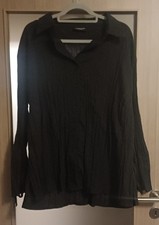 Queen Size, Crinkle Bluse, Gr. 48/50 2XL, schwarz, Trompetenärmel