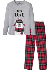 Neu Pyjama Gr. 48/50 Grau Rot Herren Nachtwäsche Schlafanzug