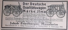 Werbeanzeige 1930 Leiterwagen Bollerwagen Jakob Friedberger Mannheim Ziehwagen