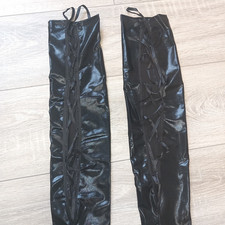 Lack Leder PU Overknee Strümpfe zum Schnüren Wetlook Domina Strapse Dessous