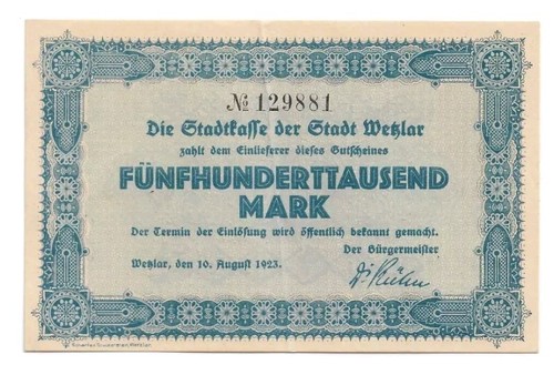 500000 mark notgeld wetzlar - 500000,