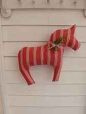 Dala Pferd  groß ca: 42 x 45 cm Schweden  Landhaus Hygge  handmade  Antikleinen