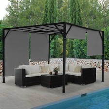Pergola Baia, Garten Pavillon, 6cm-Stahl-Gestell + Schiebedach grau