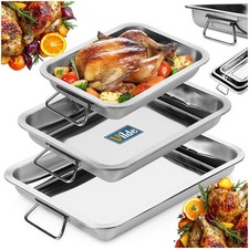 Backblech Ofenblech Bratblech aus Edelstahl rechteckig 3 Stk.