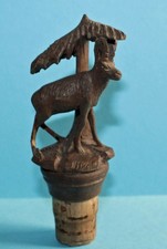 Alter Holz Zierkorken Steinbock / Carved Wooden Bottle Stopper Ibex / Bouchon