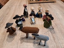 11 Figuren Resi Prosel, Püppchen ca. 10cm Rind Esel Sammler Holz Antik Nachlass