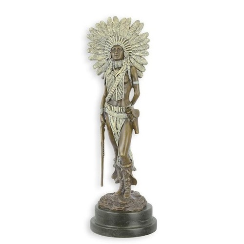 Bronzefigur indianer mit - ,