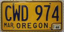Oregon Nummernschild USA