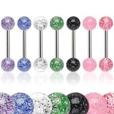 Zungenpiercing Hantel Barbell Ultra Glitter Kunststoff Kugeln Glitzer UV