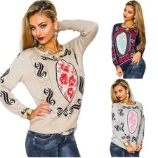 Damen Pullover Strick Rundhals