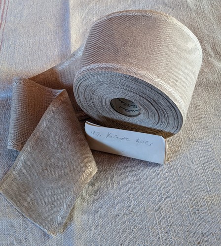Stickband leinen natur heller - leinen,